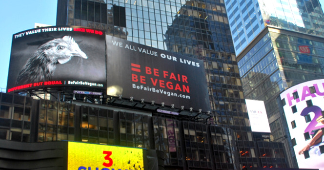 campagne d'affichage Be Fair Be Vegan, Times Square New York