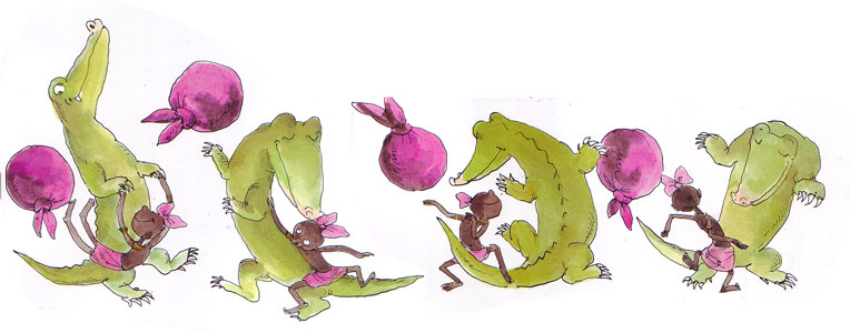 dessins du crocodile et de M'toto ensemble