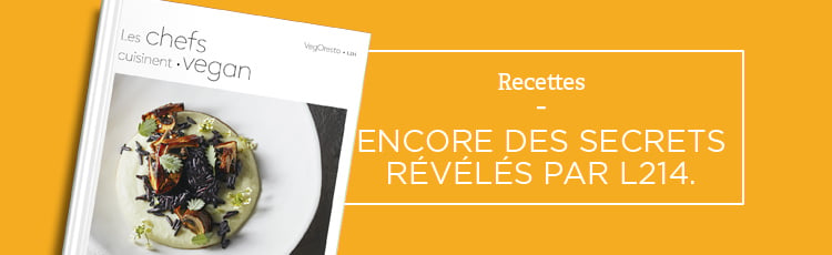 Bannière "Les chefs cuisinent vegan”, le livre de cuisine de L214